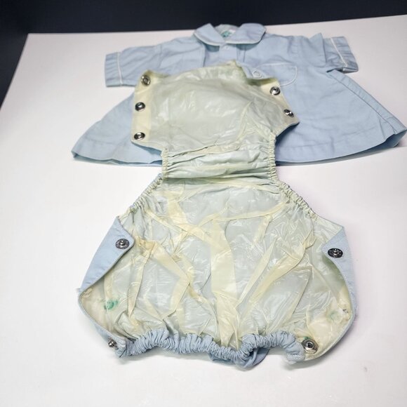 Vintage Tiny Totes Original Blue Train Shirt with Matching Bottom Set - Picture 5 of 10